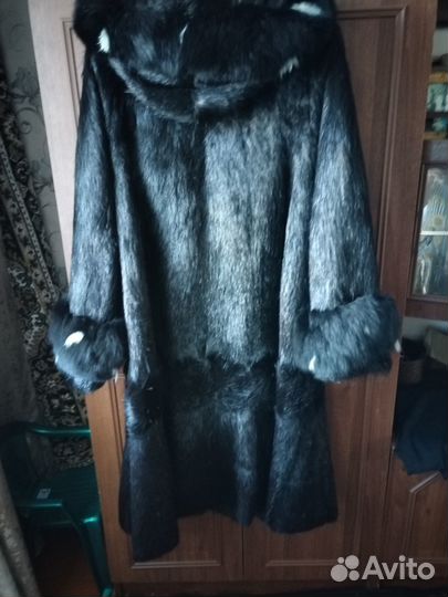 Шуба нутрия с капюшоном