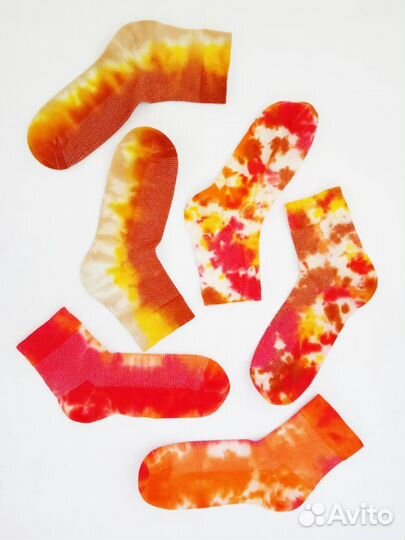 Носки женские, окрашенные вручную. тай-дай