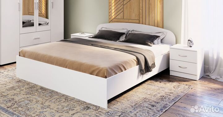 Кровать Хлоя белая с матрасом 2-спальная