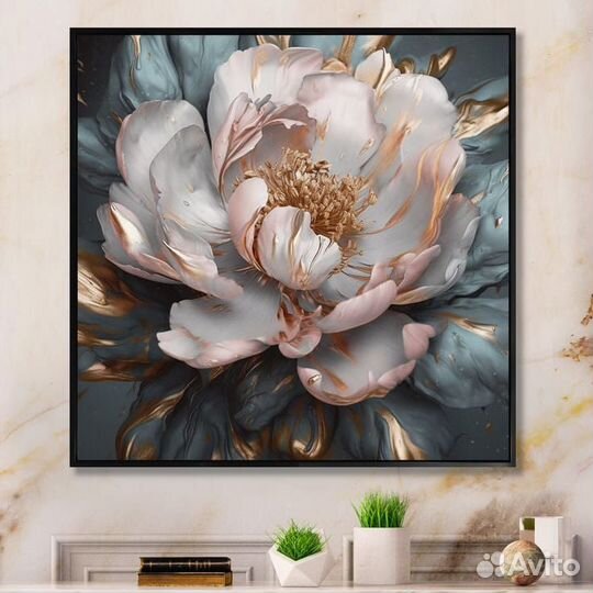 Интерьерная картина цветы пионы Премиум холст