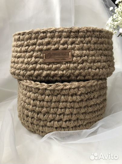 Корзины интерьерные из джута