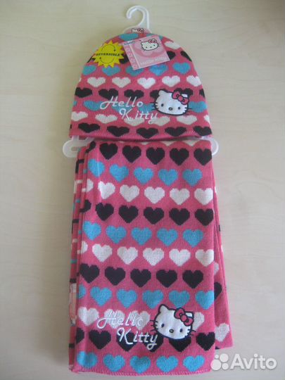 Новый комплект Hello Kitty (шапка+шарф) р.50