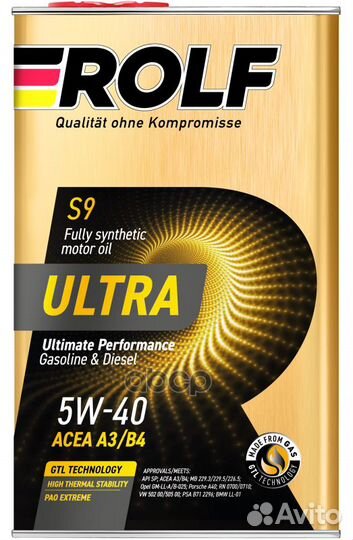 Масло моторное Rolf Ultra 5W-40 A3/B4 SP 1л