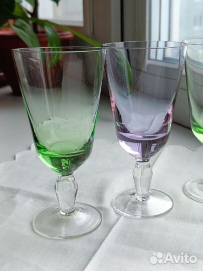 Рюмки и бокальчики СССР тонкое цветное стекло