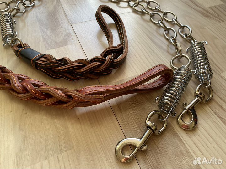 Поводок хлыст для собак кожаный