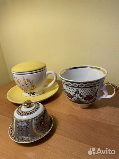 Гжель предметы чашка блюдце для лимона