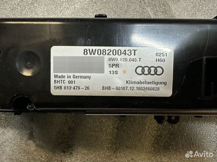 Блок климат контроля Audi A4 B9 A5 F5 8w0820043t