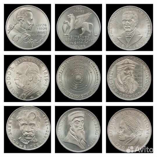 Серебряная монета 5 марок фрг