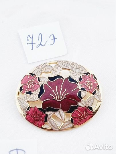 Винтажная брошь, Fish&Crow, клуазоне