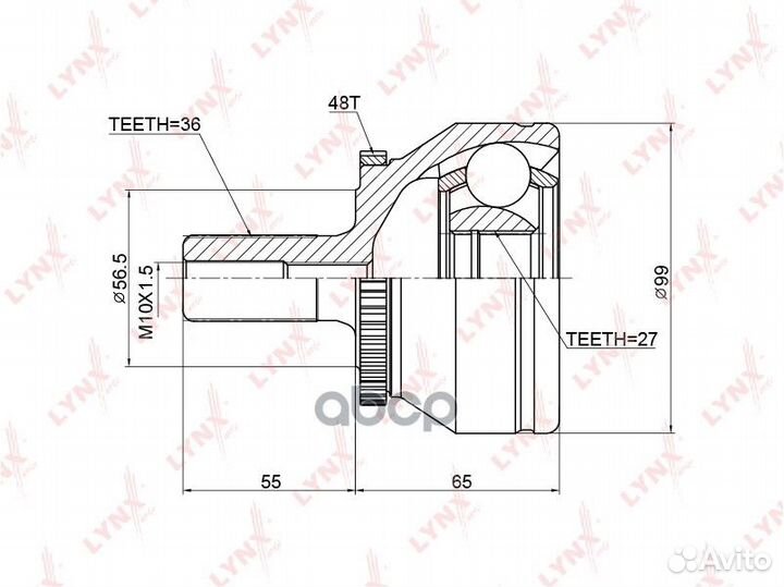 Шрус наружный перед правлев lynxauto CO-3780A C