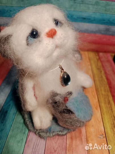 Кролик,Кот игрушка из шерсти, валяная