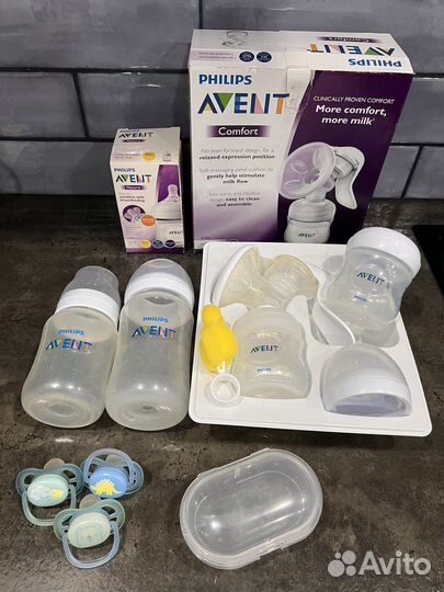 Молокоотсос ручной avent + доп бутылочки