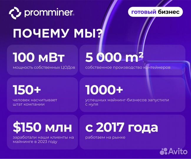 Готовый бизнес под ключ майнинг доход 104% годовых