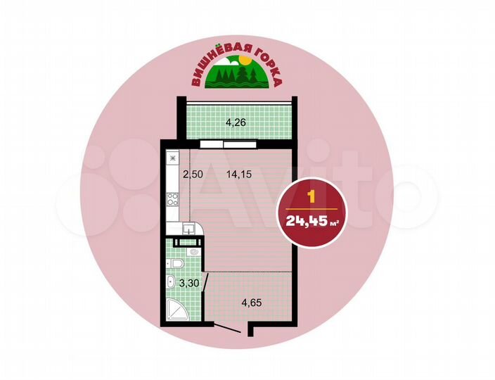 Квартира-студия, 28,7 м², 6/11 эт.
