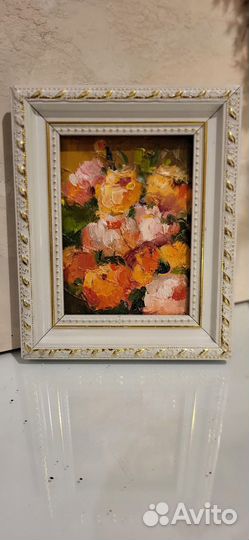 Пионы буйство. Цветы. Картина маслом на картоне