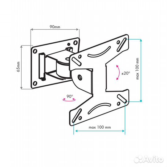 Кронштейн для монитора & тв наклонно-поворотный