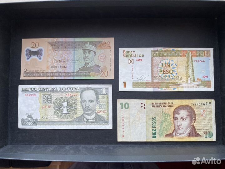 Банкноты Аргентина, Куба, Доминикана