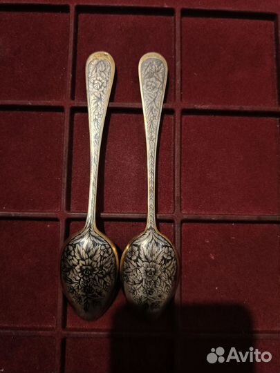 Десертные ложки Северная чернь серебро