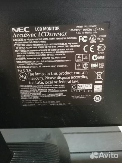 Монитор для компьютера NEC LCD22wmgx