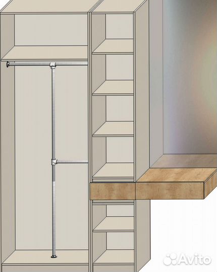 Шкаф модульный трёхдверный