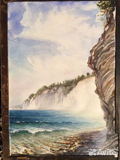 Морской пейзаж акварелью Геленджик