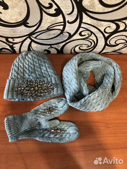 Комплект : шапка, снуд, варежки