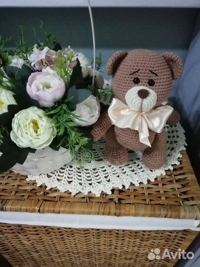 Вязаные игрушки ручной работы Мишка