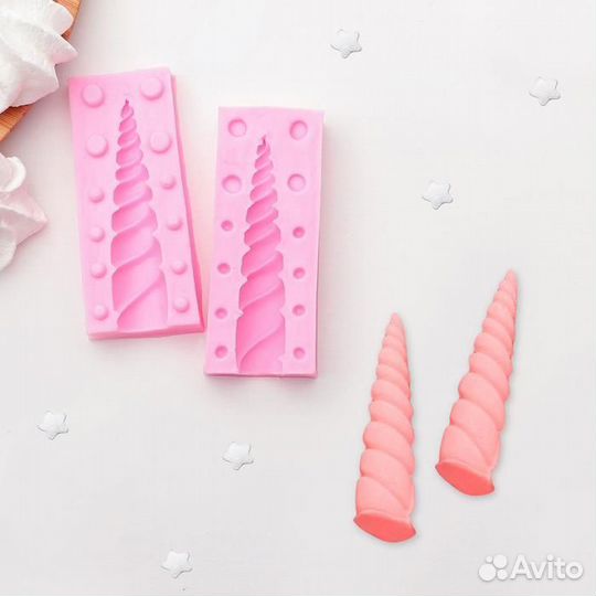 Силиконовый молд «Рог единорога», 108 см, цвет мик