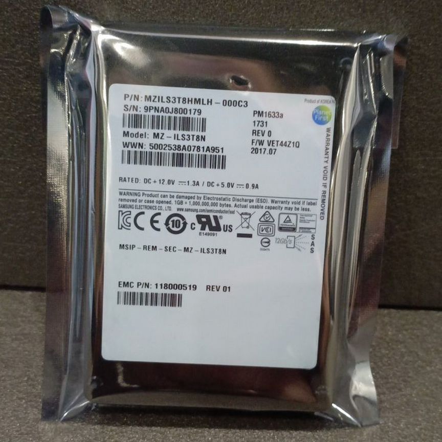 [PM1633A] Samsung 3.84tb Ssd 2.5 Sas-3 12gb Pm1633a