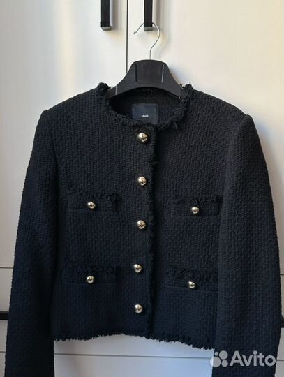 Твидовый жакет mango черный