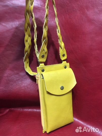 Сумка чехол для телефона натуральная кожа