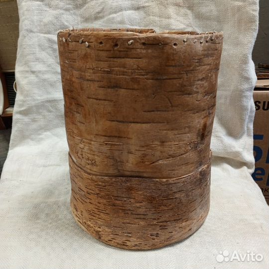 Бочка боченок из коры дерева винтаж