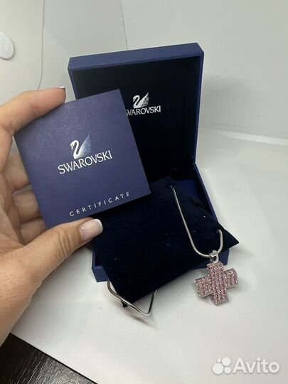 Swarovski кулон крестик подвеска с цепочкой