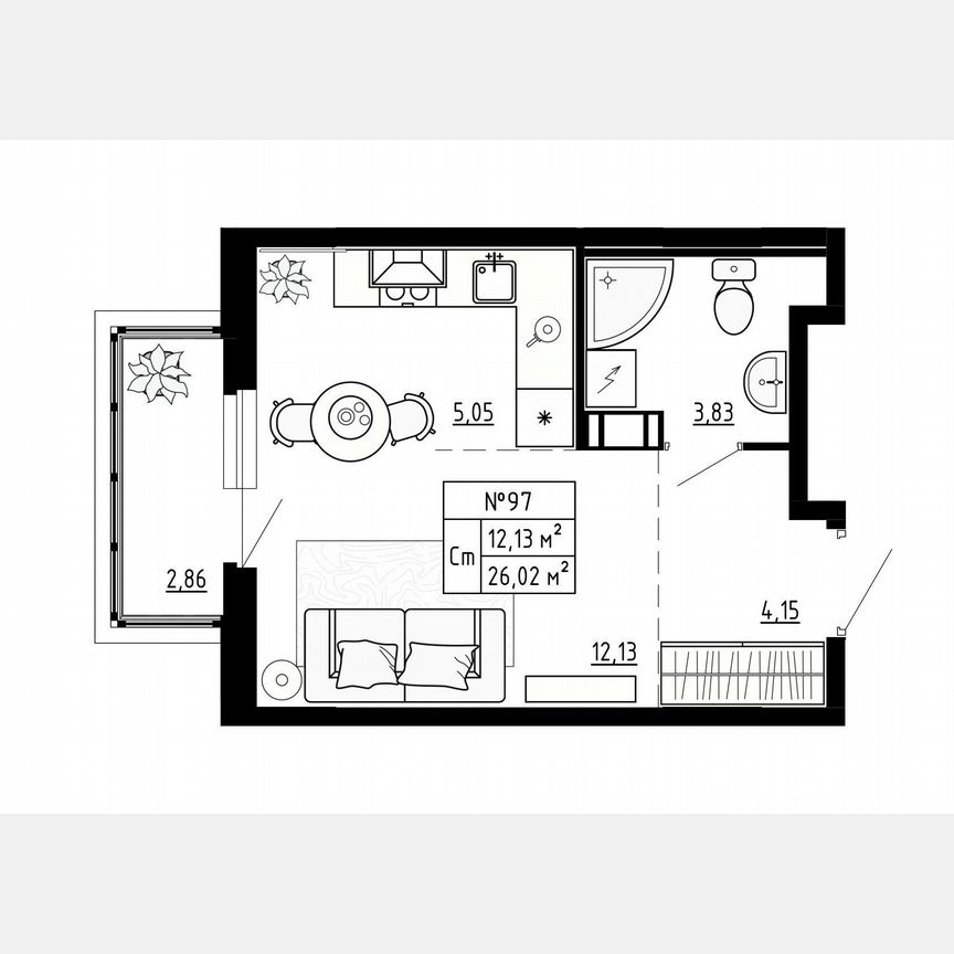 Квартира-студия, 26 м², 4/4 эт.