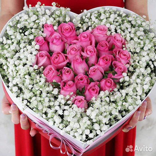 Композиция сердце из роз