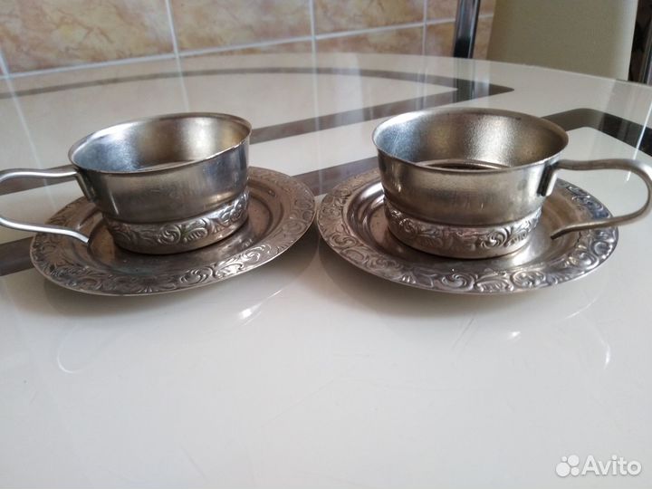 Винтажные две кофейные мельхиоровые пары, СССР