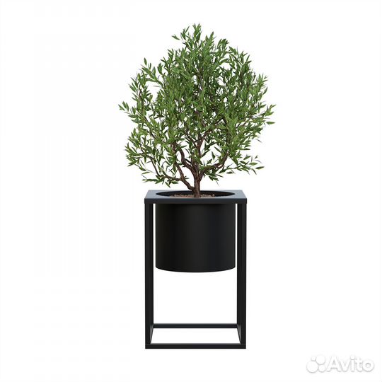 Кашпо 33х30 см, с подставкой 60х40х40 см, черное