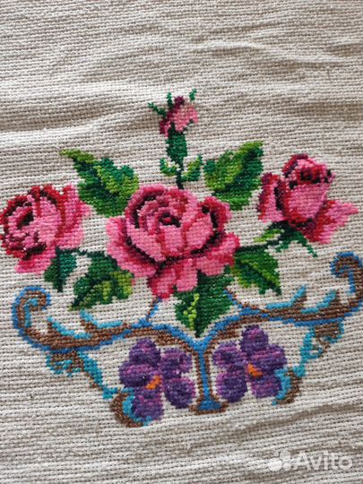 Скатерть винтаж ручная вышивка б/у