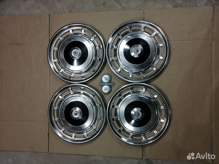 Новые колпаки газ Волга R14 хром с крепежом