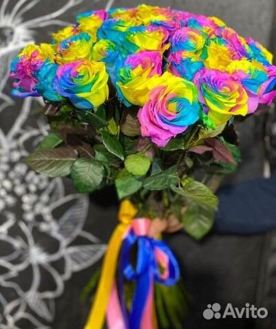 Розы Цветные Радужные 15 25 51