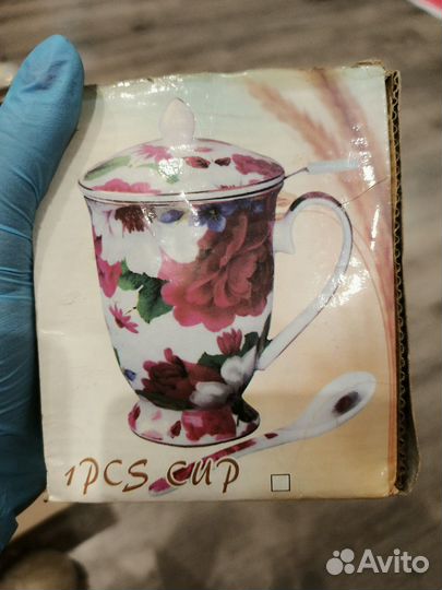 Кружка заварочная с ложкой - фарфор