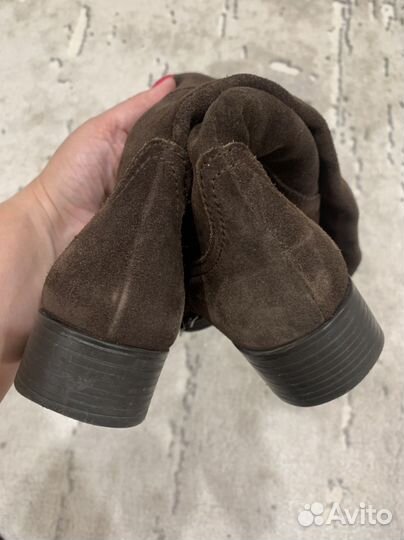Сапоги натуральная замша кожа 38р демисезонные