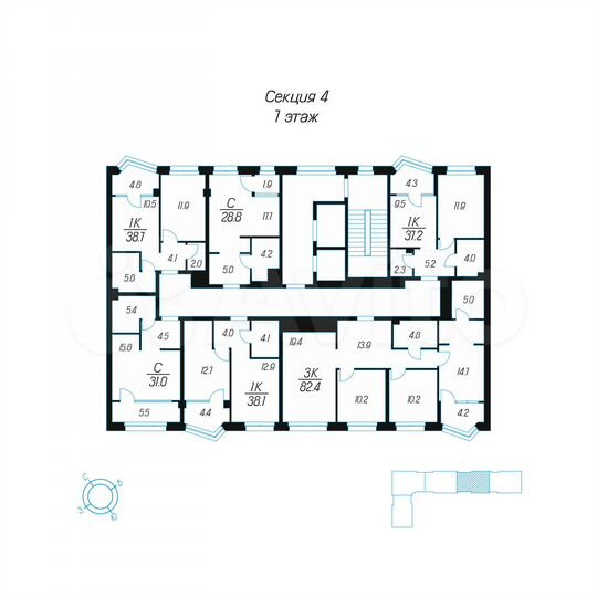 1-к. квартира, 28,8 м², 7/24 эт.