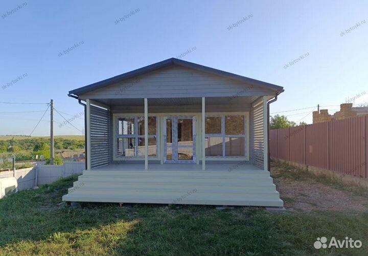 Каркасный дачный дом 10х6м с террасой