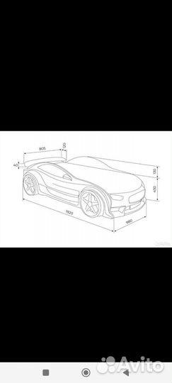 Детская кровать машина с матрасом