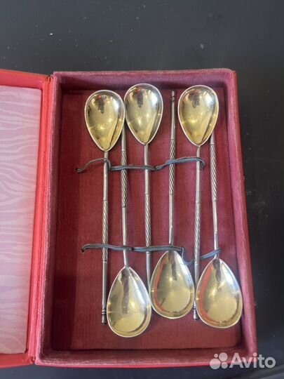 Ложки серебро 2 вида чайные 875 пр винтаж 14 см