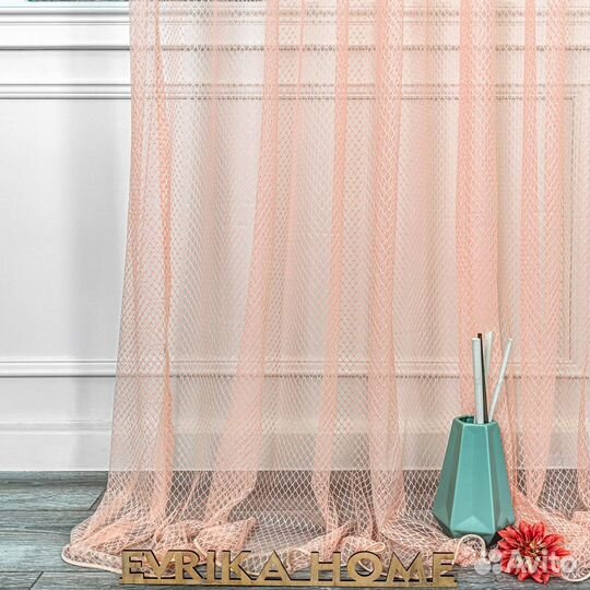 Тюль кружевной жаккард Авалон Персик