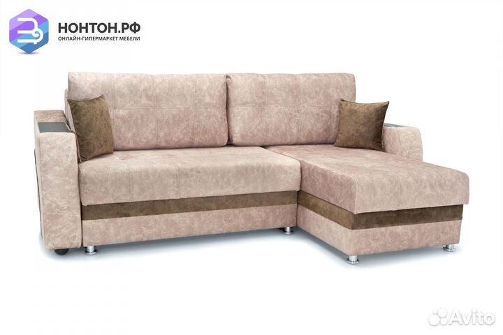 Диван угловой тик-так Бостон бежевый