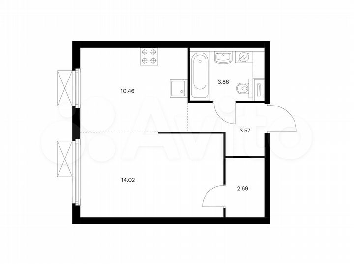 1-к. квартира, 34,6 м², 30/33 эт.