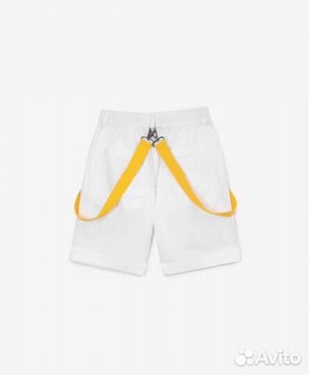 Шорты из поплина с декором из тесьмы белые Gulliv